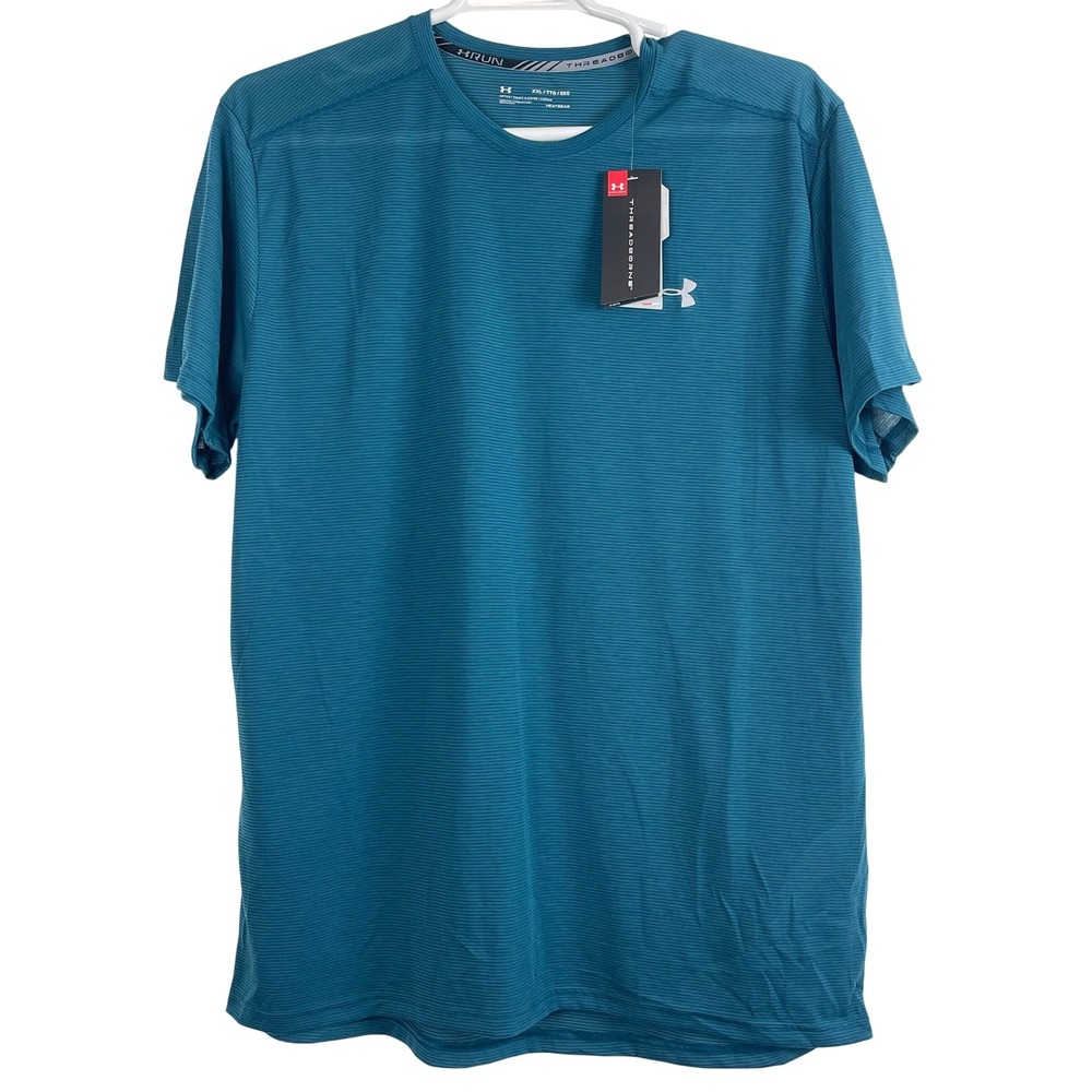 00658 Under Armour Threadborne Mens XXL Teal Golf Athletic‎ TShirt Heatgear NWT